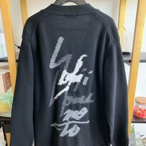 Yohji Yamamoto Black Logo Wool Cardigan Size 3